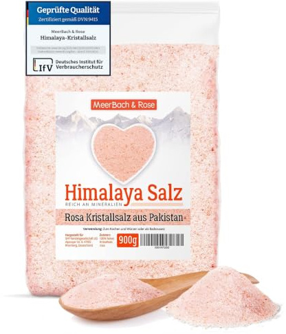 HIMALAYA Salz feine Körnung 900g - ORIGINAL aus Punjab Pakistan | 100% naturbelassenes rosa Steinsalz. Gourmet Speisesalz. MEERBACH & ROSE – Qualität aus Deutschland