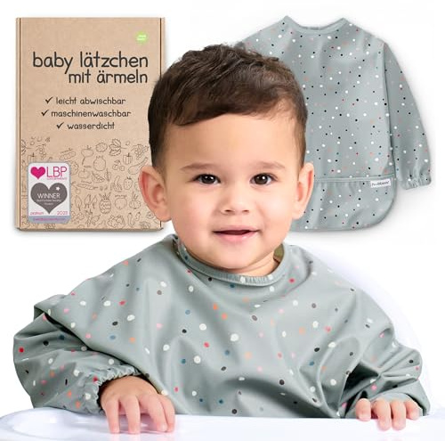 Nombear Baby Lätzchen mit Ärmeln für BLW (6 bis 24 Monate), 1 Packung