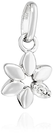 NKlaus Kettenanhänger für Damen Silber, Weiß Blume 925 hochglanz, 1 Stück | rhodiniert; Gewicht: 0,5g; 8x8mm; 3x3mm