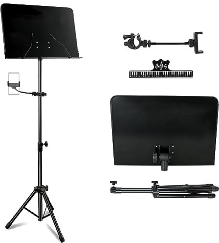 EASTROCK Notenständer und Tisch-Bücherständer verstellbarer 2-in-1-Tischnotenständer,Notenständer klappbar stabil,Geeignet für Anfänger, Erwachsene und professionelle Künstler(Schwarz)
