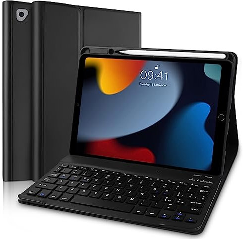 Yeegnar Tastiera iPad 9 Generazione, Custodia con Tastiera Compatibile iPad 9/8/ 7 Generazione, Italiano QWERTY Bluetooth (iPencil non incluso)