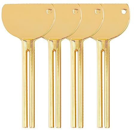 AUEAR, 4 Stück Gold Edelstahl Zahnpasta Squeezer Tube Squeezer Schlüssel Zahnpasta Tube Roller Presser Wringer für Home Hair Dye