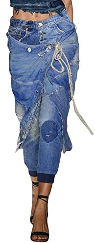FNKDOR Low Waist Jeans Damen Straight Leg Jeans Ausgefallene Gerade Jeans 7/8 Länge Caprijeans mit Knopfleiste