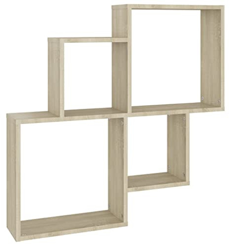 vidaXL Würfelregal Wandregal Hängeregal Cube Lounge CD Regal Dekoregal Bücherregal Schweberegal Wandboard Regalwürfel Sonoma-Eiche 80x15x78,5cm Holzwerkstoff