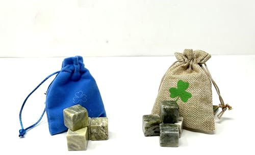 JC Walsh and Sons Connemara Gin-Steine, Marmor, grün, 4 dunkle Kühlsteine, für Bar, Kneipe, Männergeschenk, Geburtstagsgeschenk, 4 Stück