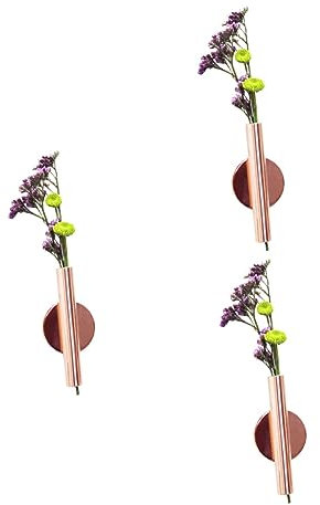 Warmhm 3 Stück Blumenröhren-wandhalterung Metallvase Blumenhalter Wandmontage Mini-röhre Für Heimdekoration Hochzeitsfeier
