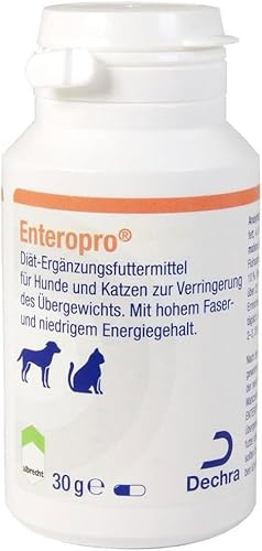 Dechra Enteropro 500 mg | 60 Kapseln | Diät-Ergänzungsfuttermittel für Hunde & Katzen | Bei Übergewicht