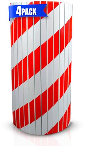 Protector Columnas Garaje | 4 Unidades | 40x25x2cm - Se Adapta a Columnas Circulares, Protector Parking Reflectante - Protector Puertas y paragolpes Coche, Evita Golpes y Arañazos. (Rojo)