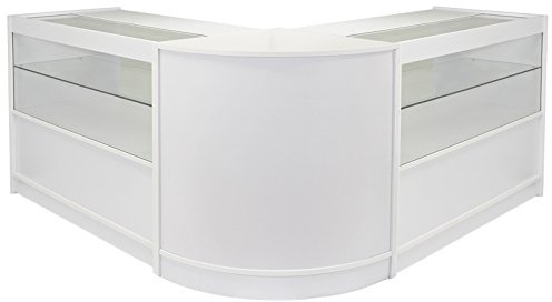 MonsterShop 2 xC1200 1 x CM60 Ladeneinrichtung Austellungsvitrine Rezeption Ladentheke Ladentresen Verkaufstisch Verkaufstheke Kassentisch Empfangstresen Theke in Brilliant-Weiß