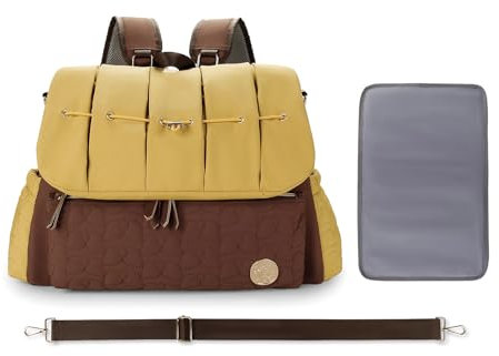 SONARIN Stilvoll Wasserdicht Baby Wickelrucksack Wickeltasche,Multifunktionale Große Kapazität Babytasche Tragbare Reise Wickeltasche Rucksack mit Wickelunterlage & Schultergurte(Braun)