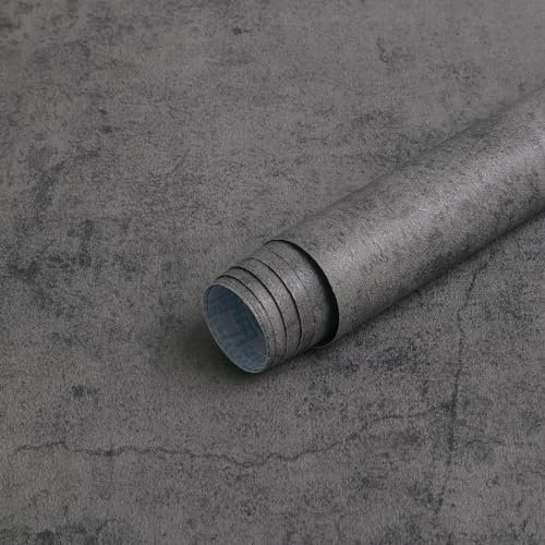 CiCiwind Selbstklebende Tapete Grau Betonoptik Tapeten 40×300cm Verdicken Möbelfolie Selbstklebend Wasserdicht Vinyl Klebefolie Wandverkleidung Selbstklebend für Wand Tisch Arbeitsplatte Möbel Deko