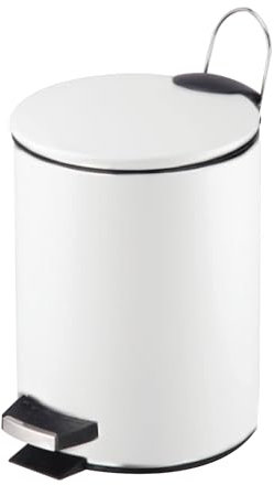 GREATOYAR Papelera Metal Con Pedal, Cubo de Basura de Acero Inoxidable, Reposapiés Antideslizante para Cocina, Baño, Oficina, 5 Litros, Blanco