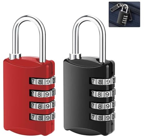 Schloss mit zahlencode, 2 Stk Zahlenschloss Vorhängeschloss, Zahlenschloss 4 stellig, Kofferschloss aus Metall, Spind Schloss Spindschloss für Schule, Spind, Schuppen, Garten, Fitnessstudio