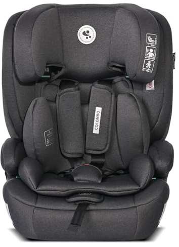Lorelli Auto Kindersitz Colombo i-Size, mitwachsender Autositz für Kinder von 76-150 cm, Babysitz, Autokindersitz, Einstellbare Kopfstütze, 5-Punkt-Sicherheitsgurt, schwarz