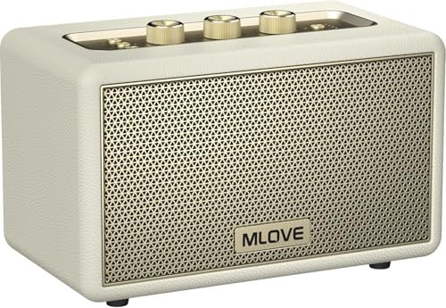MLOVE A200 Enceinte Bluetooth Portable avec entrée auxiliaire, Emplacement pour Carte Micro SD, Port USB, Caisson de Basses Puissant, couplage TWS, Batterie Longue et Puissance de (Blanc)