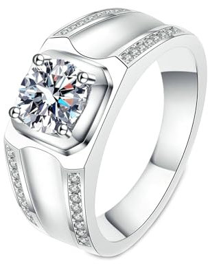 Gualiy Verlobungsring Weißgold 585, 14 Karat Eheringe Silber Damen Breit Ring mit Labor Diamant 1ct Ring Größe 60