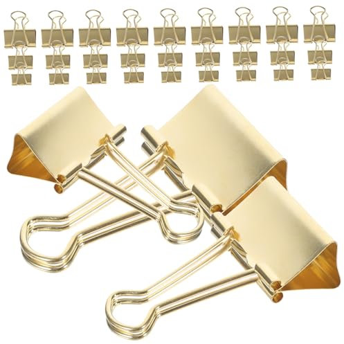 BCOATH Metall Binderclips 30 Stück Kleine Und Mittlere Büroklammern Starke Klammern Goldfarbene Büroorganisation Für Zuhause Und Büro