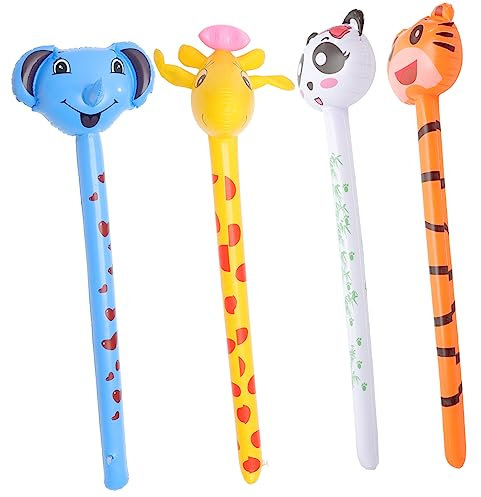 CIYODO 4stücke Aufblasbare Tier Stäbe Spielzeug Für Junge Mädchen Aus Pvc Material Schnell Aufblasbar Und Entleerbar Als Dekoration Und Spielrequisiten Geeignet