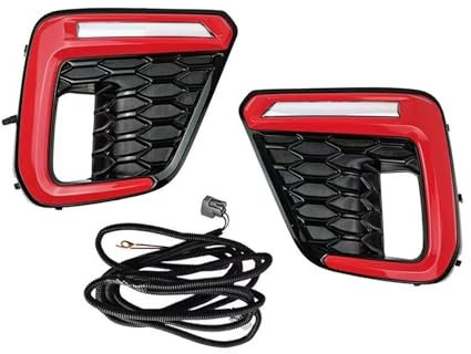 Nebelscheinwerfer Kühlergrill Kompatibel for Subaru Forester 2013-2021 Vorne Racing Grill Nebelscheinwerfer Kühlergrill Nebelscheinwerfer Nachrüstung(19-21 red Fog)