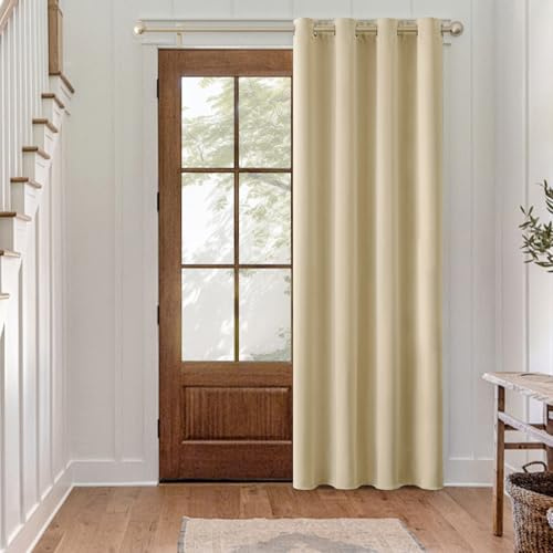 MIULEE Verdunklung Thermo Vorhänge Blickdicht Ösen 1er Set 140x200cm Beige | Blickdichter Thermostoff für Wohnzimmer und Schlafzimmer, hilft Licht, Hitze und Kälte zu reduzieren.