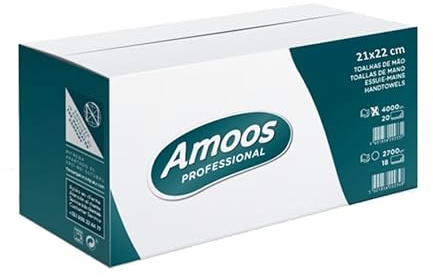 Amoos Toallas de Mano Zig-Zag 2 Capas | 2840 Toallas por Caja | Suaves y Absorbentes | Celulosa Virgen | Certificación FSC y Ecolabel