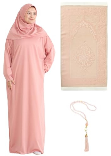 Prien Frauen Gebetskleidung Mit Hijab Gebetsperlen Gebetsteppich, Damen Muslim Kleidung, Islam Abaya Set, Ferace Tesettür Giyim, Islamische Langarm Kleid, Kopftuch, Gebetskleid Für Ramadan