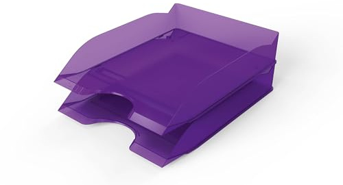 Durable - Corbeille à courrier Basic A4 - Banette Rangement de Bureau - pour classer et Ranger Vos Documents - pour Documents A4+ - Superposable - 1 pièce - Violet Transparent - 1701674992