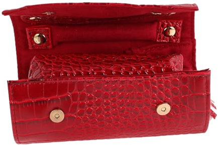 GALPADA Praktische Schmuckrolle Für Reisen Kleine Schmucktasche Aus Weichem Material Schmuckaufbewahrung Für Damen Tragbar Feuerrot