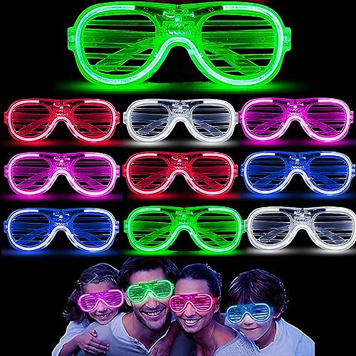Vesmiga Neon LED Party Glasses – Light Up Flashing Glow Glasses for New Year's Eve, Christmas & Birthday, Disco Rave Sunglasses for Festival, Club, Wedding Party Favors (5/10/15/30 Pack)