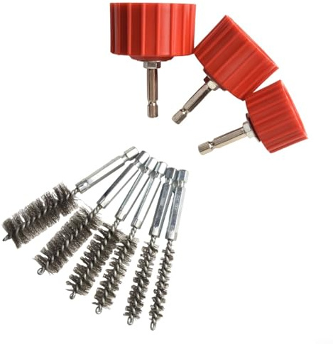 Juego de limpiador de tuberías de cobre, cepillo de alambre Cepillo de limpieza de tubo de alimentación para taladro eléctrico Cepillo de limpieza de tubos (3 piezas)