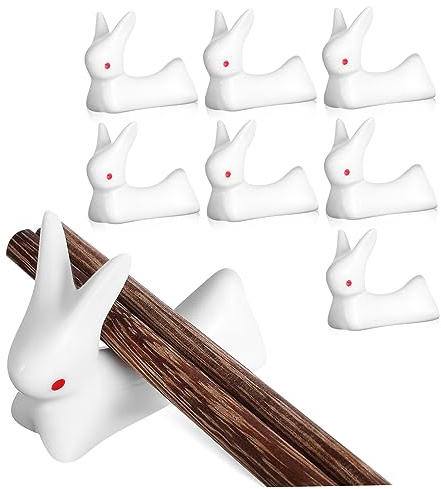 VOSAREA Porte-Baguettes Lapin Rouge en Céramique 3X4X1.8 Cm Support Repose-Baguettes Décoratif pour Table Cuisine Maison Restaurant