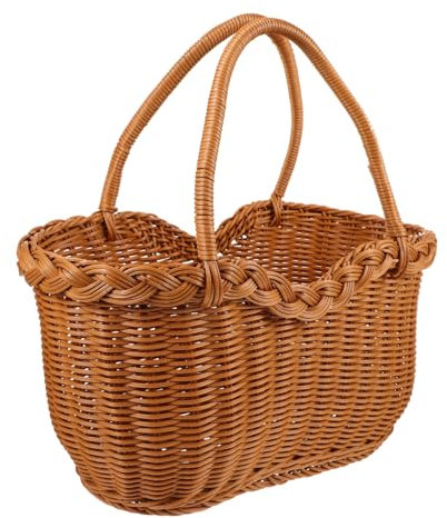 Happyyami Handgewebter Obstkorb Rattan Multi-funktionskorb Für Picknick Und Einkäufe Und Tragbarer Aufbewahrungskorb Für Früchte Und Snacks Für Outdoor-aktivitäten