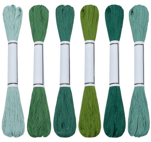 FREEBLOSS 6 Stück Sashiko Garn Sashiko Strang 55 Meter * 6 Farben Grün | Baumwoll Stickgarn Für Japanisches Quilting Und Stick Sashiko Kit Zubehör