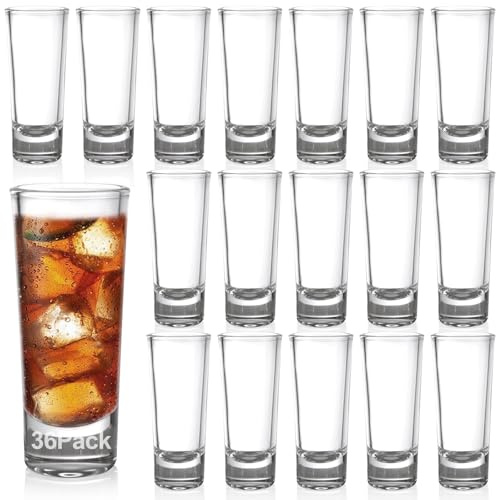 MIVIDE 36 Pack 2 OZ Shot Glasses Set, 60ml Tall Shot Glasses Bulk, Clear Heavy Base Shot Glass, Shot Glass for Vodka, Whiskey, Tequila, Espresso, Liqueurs
