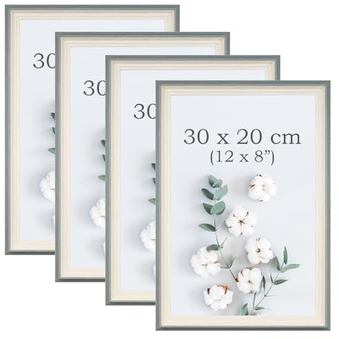 YoHyien Bilderrahmen 20x30 4er Set, Freistehende Fotorahmen 30x20 für Den Schreibtisch, Bilder Rahmen mit Plexiglas zur Wandmontage, Picture Photo Frame for Wall (Salbeigrün, 20 x 30 cm)