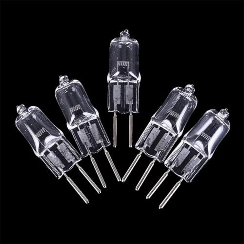 UGEFKMQ 5PCS Clear Capsule Halogen Lamp G5.3 12V 75W Halogen Light Bulb G5.3 20W 12V GU5.3 Bi-Pin Base for Home Lighting Clear Glass Lens Night Lights 10W