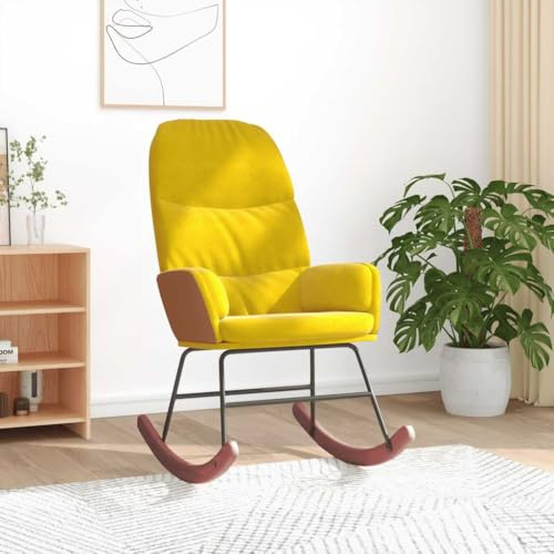 Teenpull Schaukelstuhl Gelb Samt, Bequemer Relaxsessel mit Sanfter Schaukelbewegung für Wohnzimmer, Schlafzimmer, Leseecke