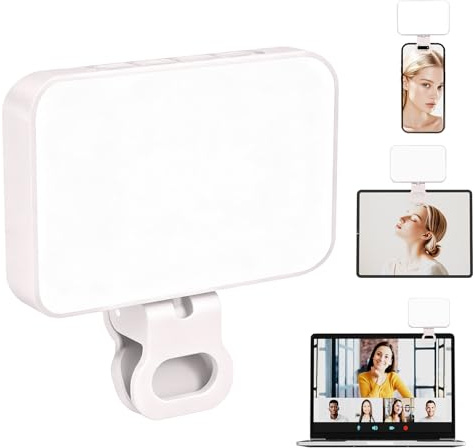 WOWLED 60 LED Portable Selfie Light, Video Conference Lighting with Clip and Camera Tripod Adapter, Rechargeable 2000mAh CRI 97+ 3 Lighting Modes for Phones iPhone Camera Laptop Photo Makeup Vlog