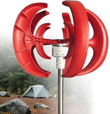 LYNNEYING Generatore eolico verticale a 5 pale,kit di alimentazione eolica da 24V,tipo lanterna,funzionamento silenzioso per illuminazione stradale,camper,sistemi fuori rete(DC,4000W24V)