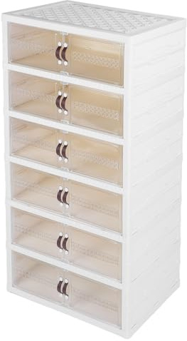 Scarpiera pieghevole per armadio – Scarpiera autoportante in plastica a 6 ripiani con porta trasparente, nessun montaggio necessario soluzione salvaspazio per ingresso e soggiorno