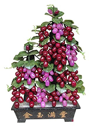 MEVZHH Artificial Flowers,Artificial Plants Jade Bonsai Gem Decoration Gradecoration Office Home Bedroom Handicraft Decoration Chinese Style Bonsai Ornaments Simulation Tree