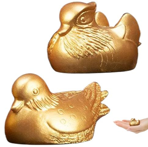 Peosaard Patos mandarines Feng Shui, 2 Piezas Patos mandarines Feng Shui Figura Decorativa de Pato Dorado Chino Yuan Yang para el día de San Valentín, Boda, hogar, Estatua de Pato