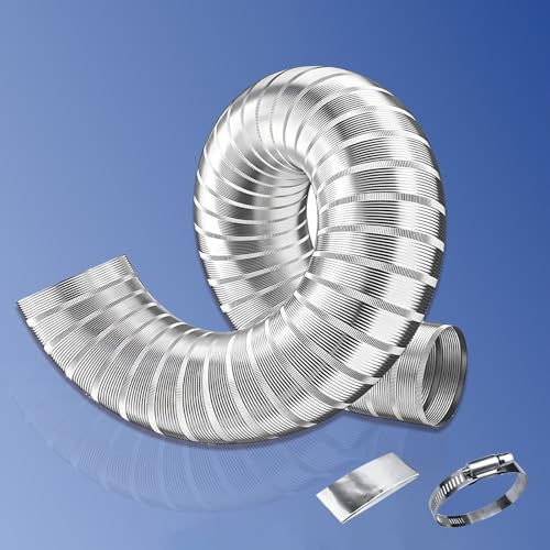 Tubo di Ventilazione Flessibile in Alluminio, Tubo di Scarico Ignifugo, Condotto d'aria per Impianti di Climatizzazione, Cappe da Cucina e Ventilatori(L 2m(6.6ft),D 250mm(10))