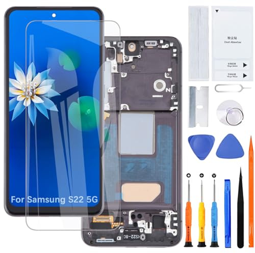 Écran d'affichage pour Samsung S22 TFT noir avec cadre | Sans empreintes digitales,Wear toolbox，TFT LCD，Affichage HD，Écran de remplacement，Pour les modèles:S901B S901B/DS S901U
