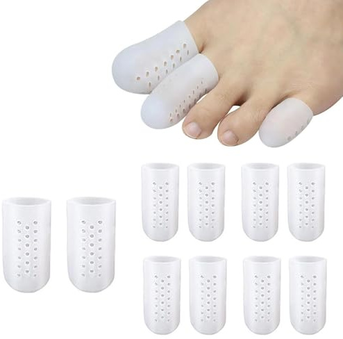 Toe Covers,10 PCS Toe Protectors,Breathable Toe Protectors Sleeve,Protects Toe,for Relieving Pain from Missing Ingrown Toenails Corns Calluses Blisters Hammer Toes (White)