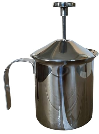 Manual Frother - Stainless Steel Foam Maker, Large Capacity with Comfortable Grip, Milk Frothing Pitcher for Hot Chocolate Latte Espresso Cream Breakfast Kitchen Home Cafe Beverage Preparation