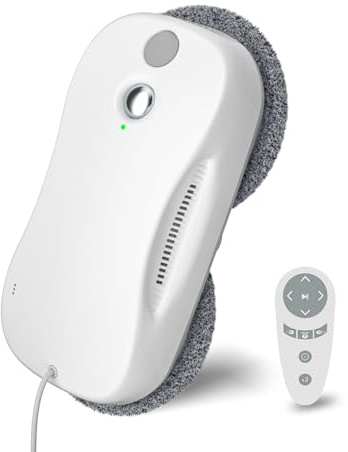 S9 Robot Laveur de Vitre, 5 800 Pa Lave Vitre Automat Nettoyeur, Planification Intelligente du Parcours Double Pulvérisation Réservoir 60ml Système de Sécurité Multicouche