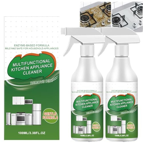 Multi-Purpose Enzyme Foam Cleaner, Kitchen Appliance Cleaner Spray, Grease Remover Heavy Duty, Kitchen Degreaser, Stain Remover Spray for Oven&Air Fryer, Natural Enzyme Formula For Kitchen&Home (2PCS)