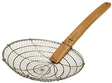 Thunder Group SLSKR010GV Galvanized Bamboo Handled Skimmer, 10-Inch, Coarse Mesh