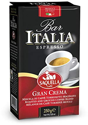 Bar Italia Gran Crema Caffè macinato per Moka - 6 buste da 250gr ( totale 1,5 kg )